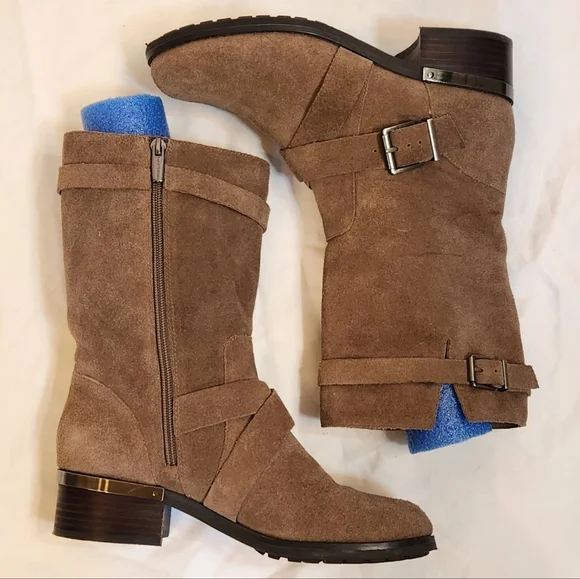 Vince Camato Walleya Moto suede boots size 8 Taupe - Picture 1 of 8